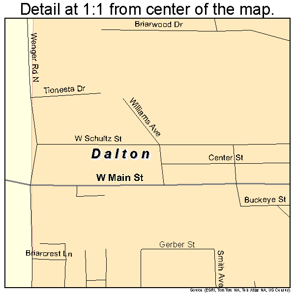 Dalton, Ohio road map detail