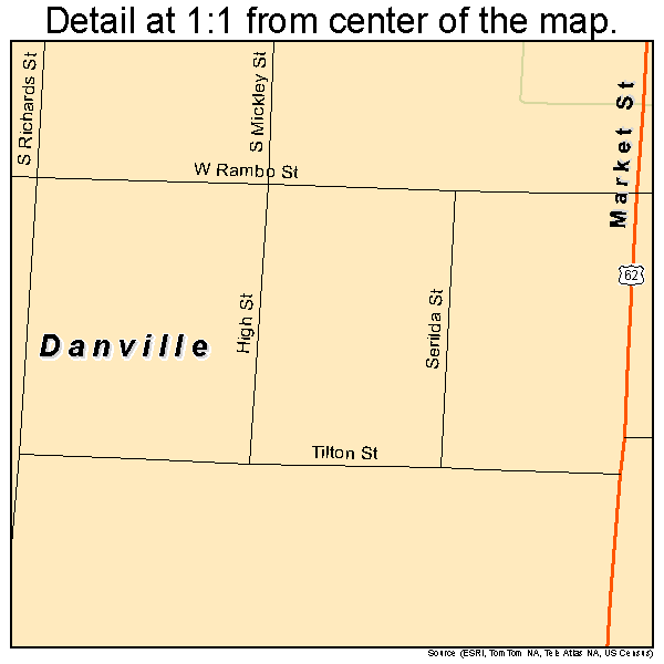 Danville, Ohio road map detail