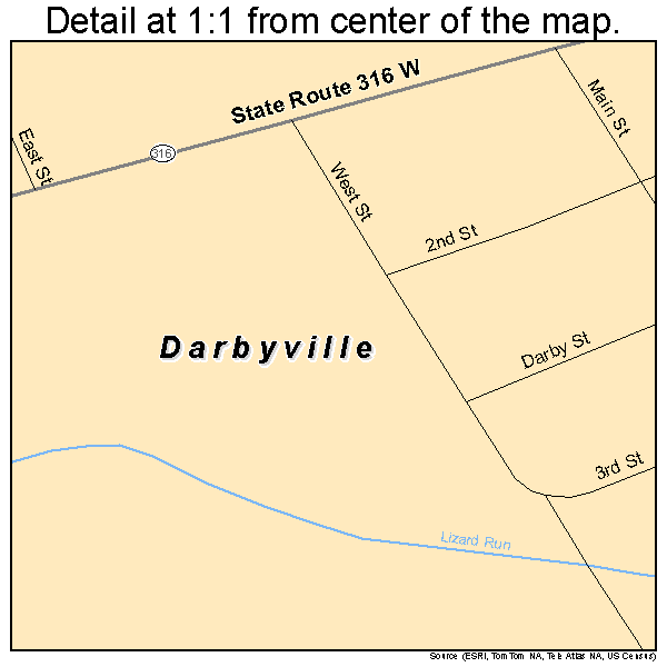 Darbyville, Ohio road map detail