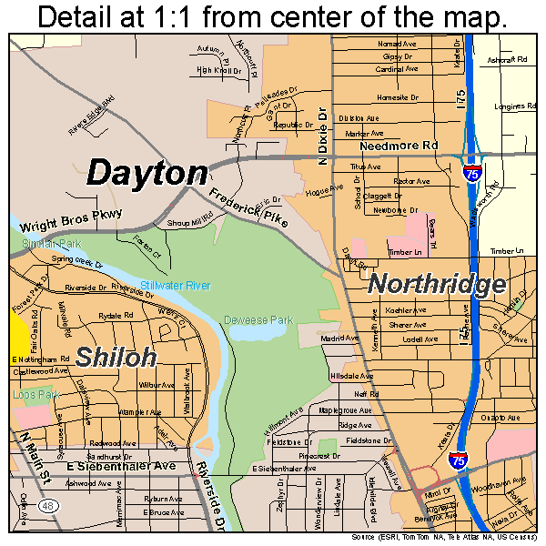 Dayton, Ohio road map detail