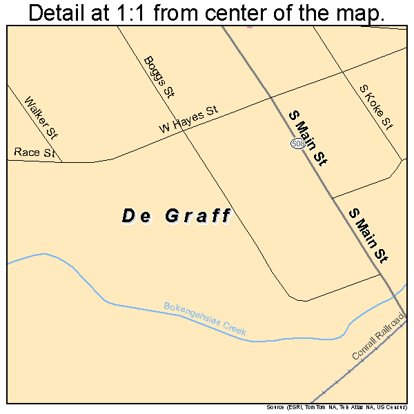 De Graff, Ohio road map detail