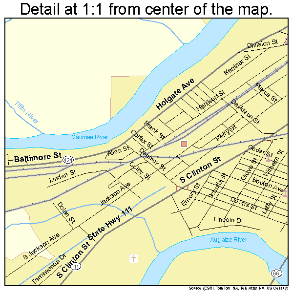 Defiance, Ohio road map detail