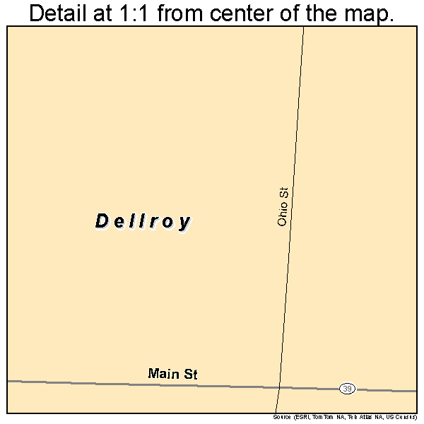 Dellroy, Ohio road map detail