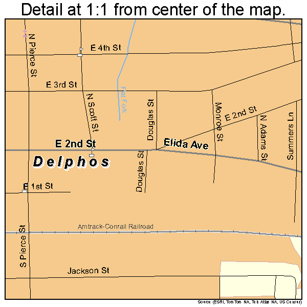 Delphos, Ohio road map detail
