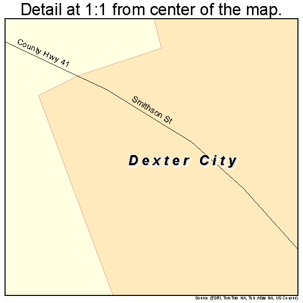 Dexter City, Ohio road map detail