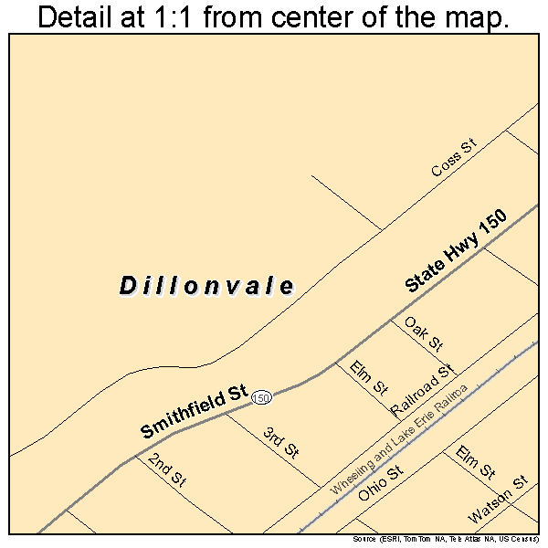 Dillonvale, Ohio road map detail