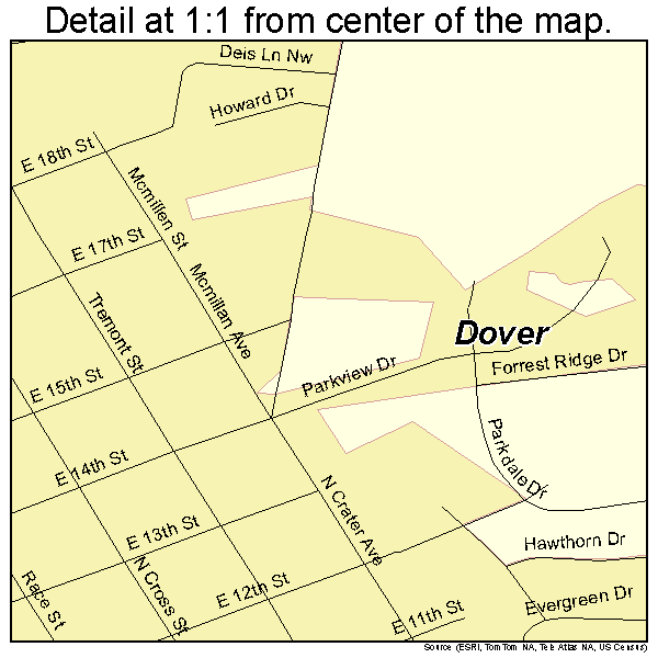 Dover, Ohio road map detail