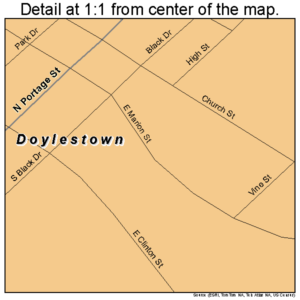 Doylestown, Ohio road map detail
