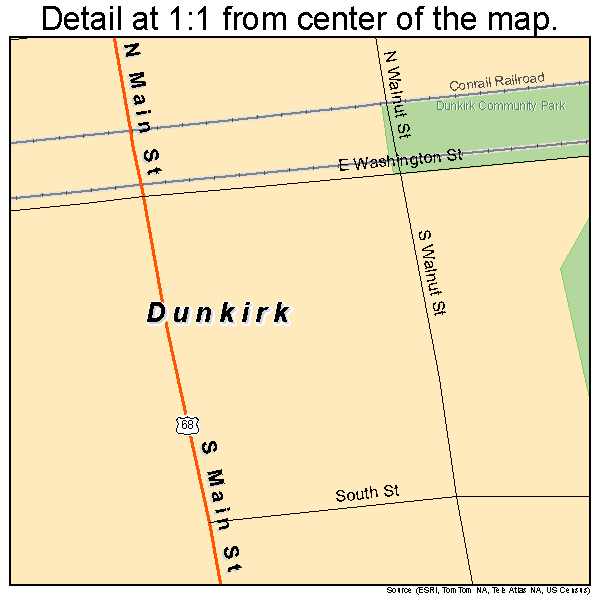 Dunkirk, Ohio road map detail