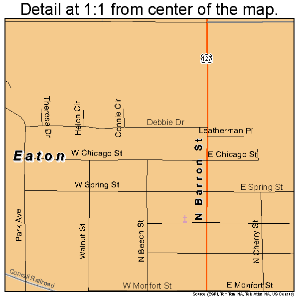 Eaton, Ohio road map detail