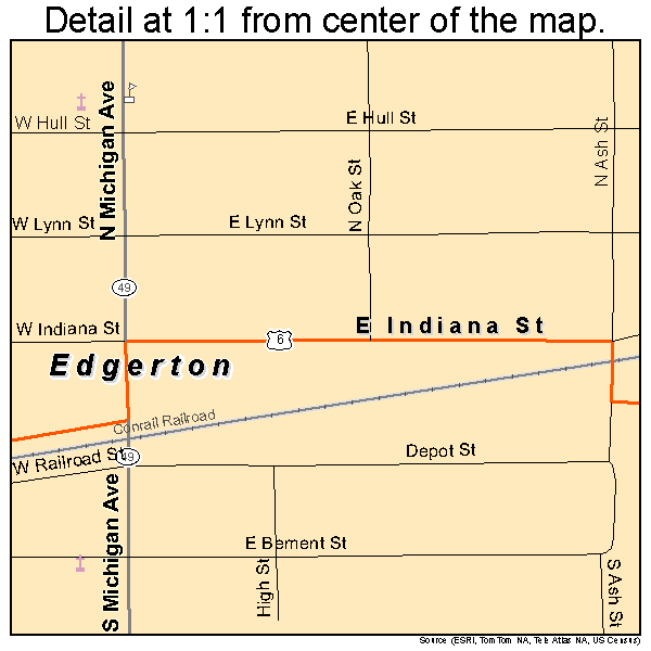 Edgerton, Ohio road map detail