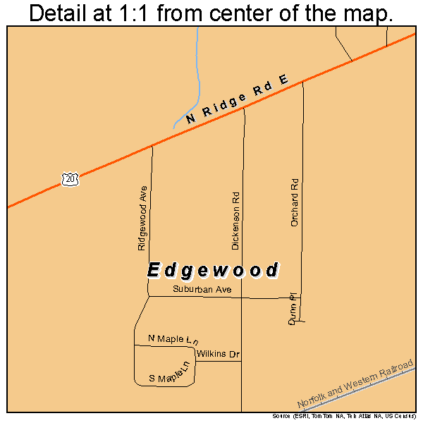 Edgewood, Ohio road map detail
