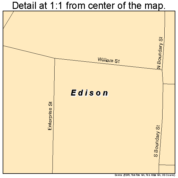 Edison, Ohio road map detail
