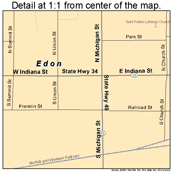 Edon, Ohio road map detail