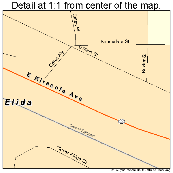 Elida, Ohio road map detail