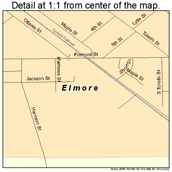 Elmore, Ohio road map detail
