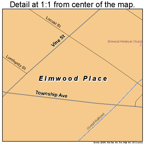 Elmwood Place, Ohio road map detail