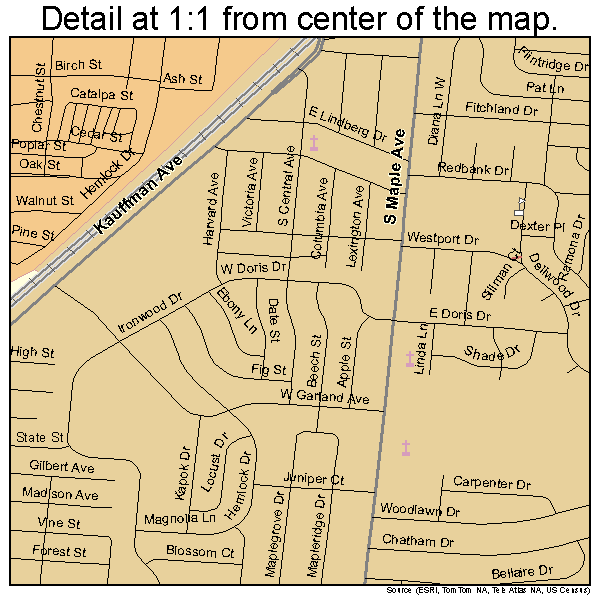 Fairborn, Ohio road map detail