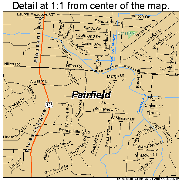 Fairfield, Ohio road map detail