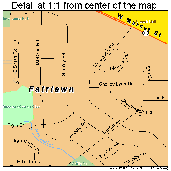 Fairlawn, Ohio road map detail
