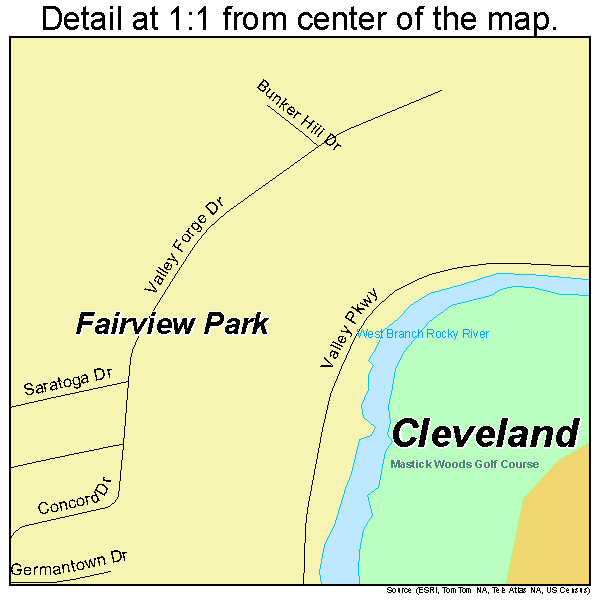 Fairview Park, Ohio road map detail