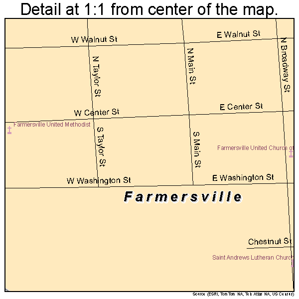 Farmersville, Ohio road map detail