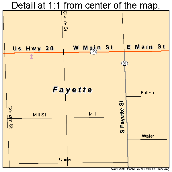 Fayette, Ohio road map detail