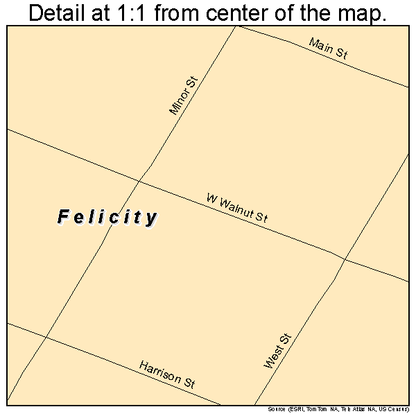 Felicity, Ohio road map detail