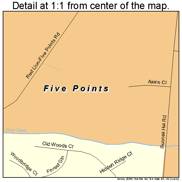 Five Points, Ohio road map detail