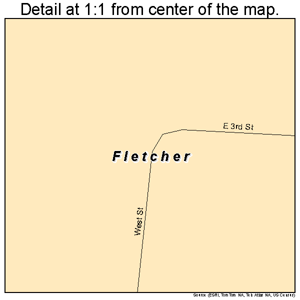Fletcher, Ohio road map detail