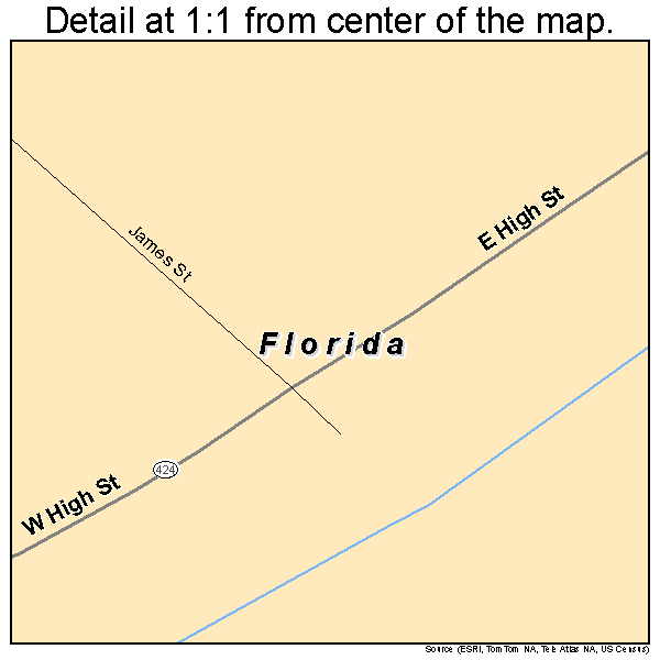 Florida, Ohio road map detail