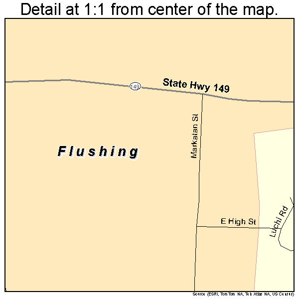 Flushing, Ohio road map detail