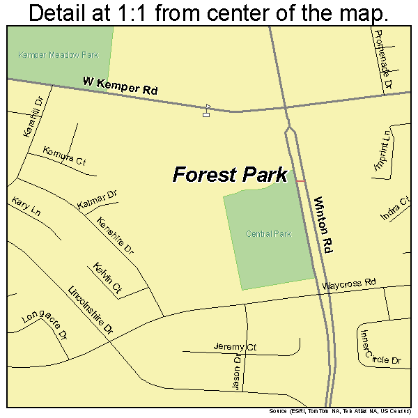 Forest Park, Ohio road map detail