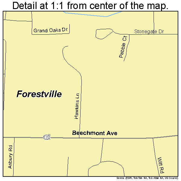Forestville, Ohio road map detail