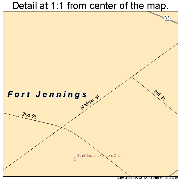 Fort Jennings, Ohio road map detail
