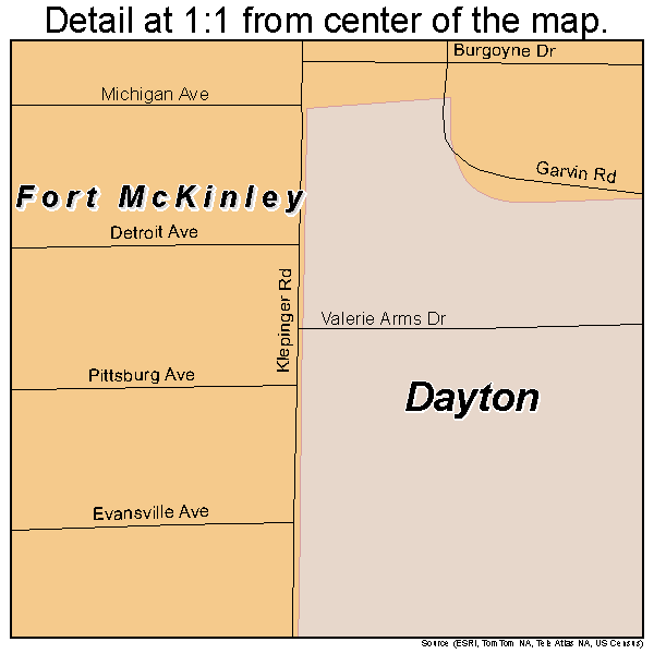 Fort McKinley, Ohio road map detail