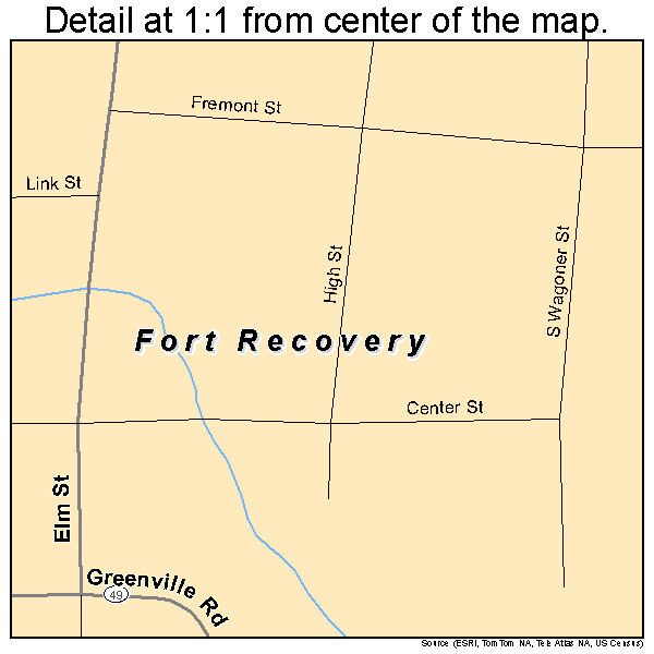 Fort Recovery, Ohio road map detail