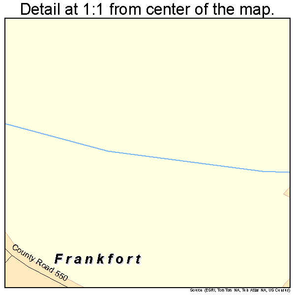 Frankfort, Ohio road map detail