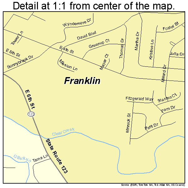 Franklin, Ohio road map detail