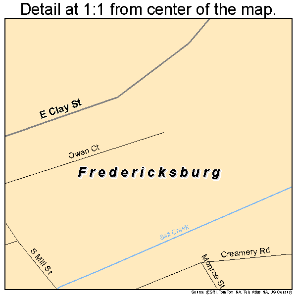 Fredericksburg, Ohio road map detail