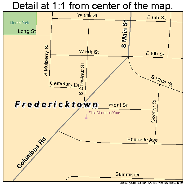 Fredericktown, Ohio road map detail