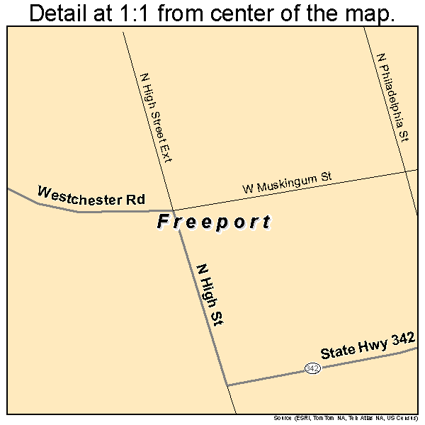 Freeport, Ohio road map detail