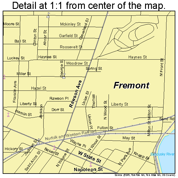 Fremont, Ohio road map detail