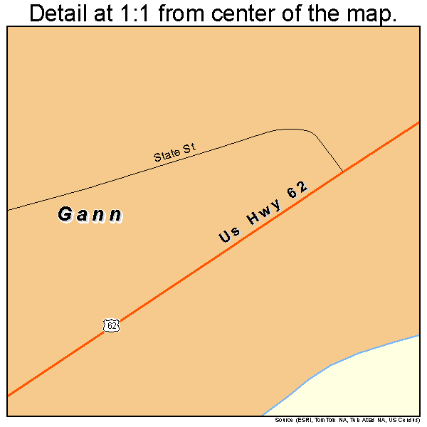 Gann, Ohio road map detail