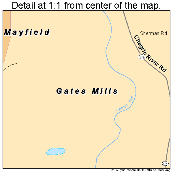 Gates Mills, Ohio road map detail