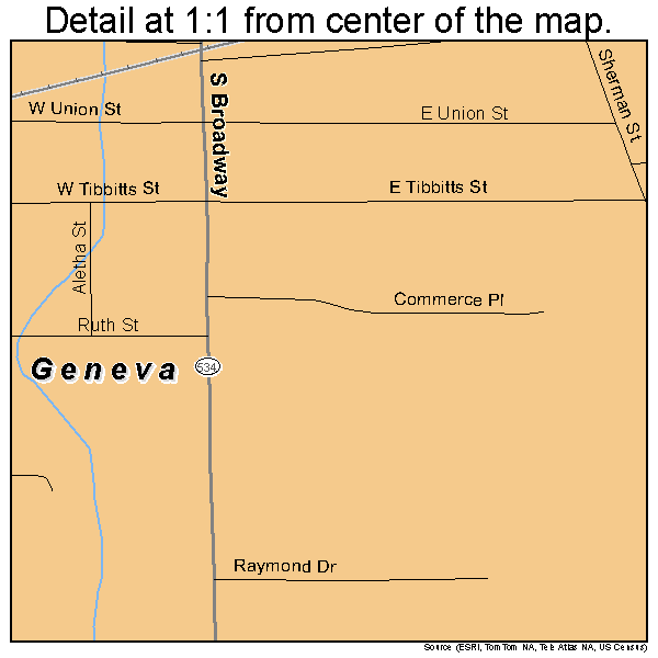 Geneva, Ohio road map detail