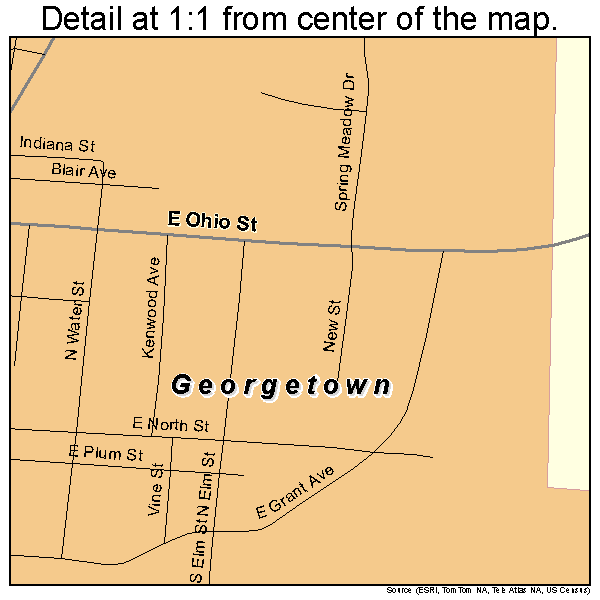 Georgetown, Ohio road map detail