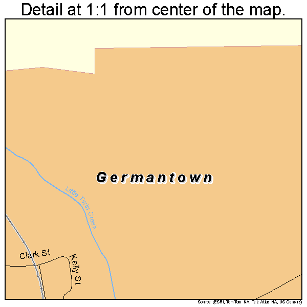 Germantown, Ohio road map detail