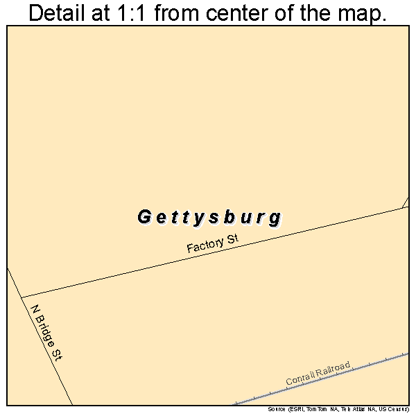 Gettysburg, Ohio road map detail