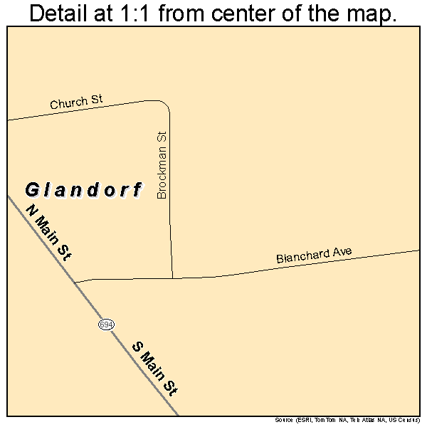 Glandorf, Ohio road map detail